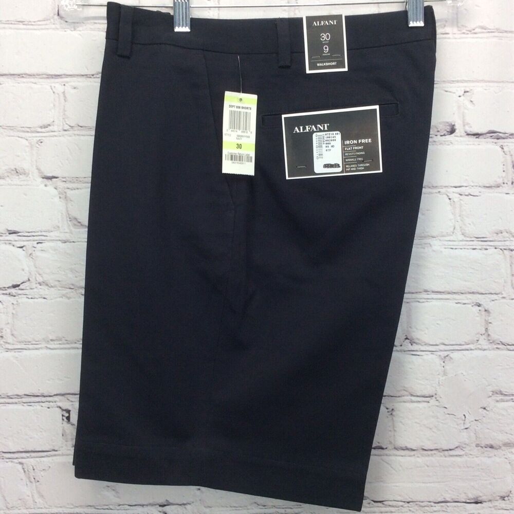 Alfani Walk Short Men's Size 30 Athleisure Sports Navy Flat Front No Iron Travel